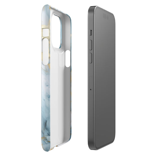 Angel Mist | White & Light Blue Gold Marble iPhone Case