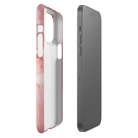 Coral Whispers | Pink & Coral Marble Design iPhone Case
