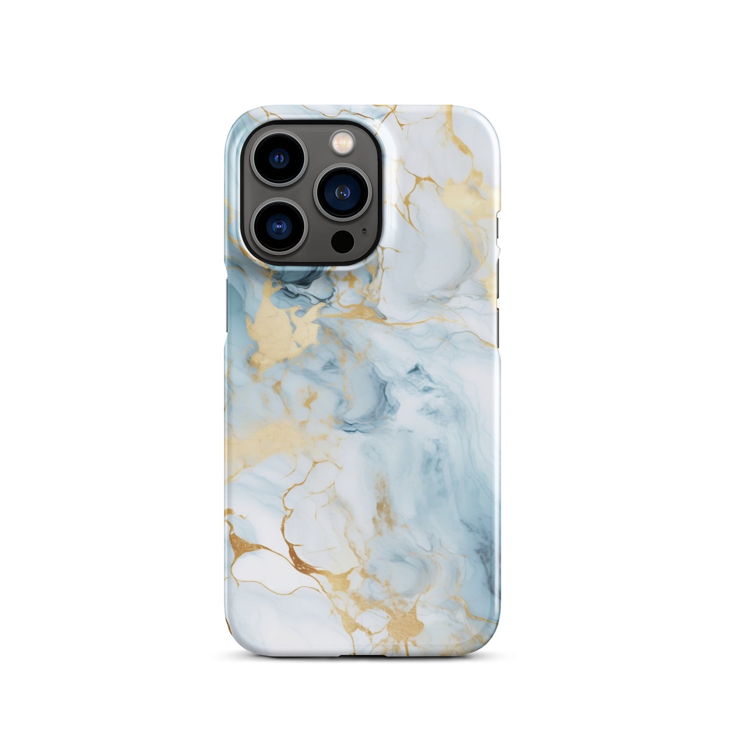 Angel Mist | White & Light Blue Gold Marble iPhone Case