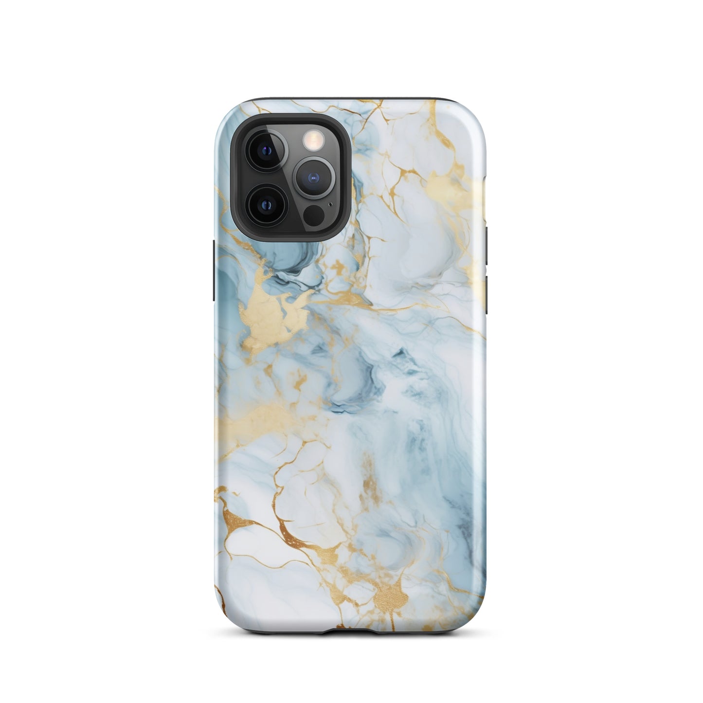 Angel Mist | White & Light Blue Gold Marble Tough iPhone Case