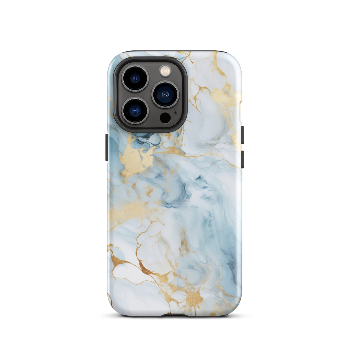 Angel Mist | White & Light Blue Gold Marble Tough iPhone Case