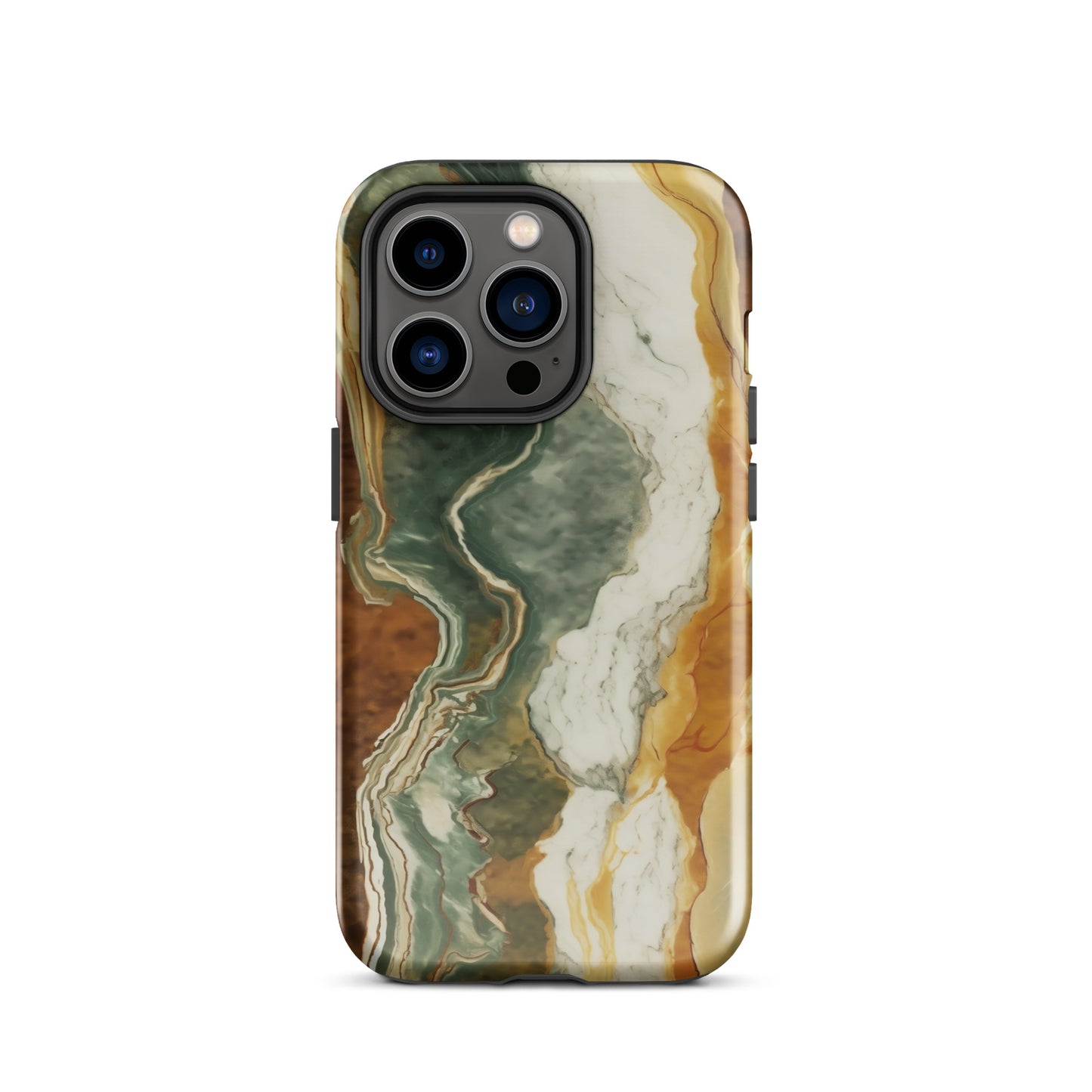 Geode Scale | Amber & Green Marble Tough iPhone Case