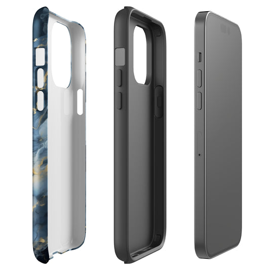 Nightstorm | Dark Blue & Gold Marble Tough iPhone Case