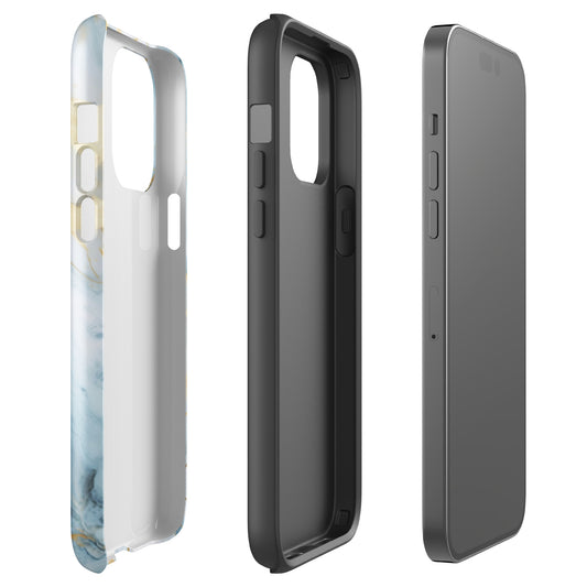 Angel Mist | White & Light Blue Gold Marble Tough iPhone Case