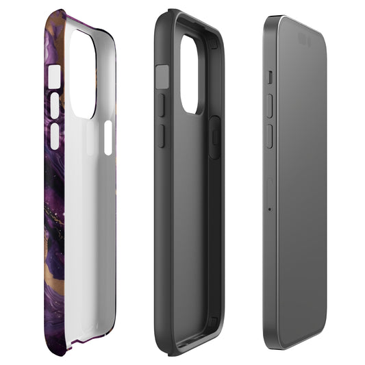 Eclipse | Black Purple & Gold Marble Tough iPhone Case
