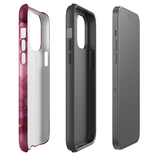 Bordeaux Pink | Dark Pink Marble Tough iPhone Case