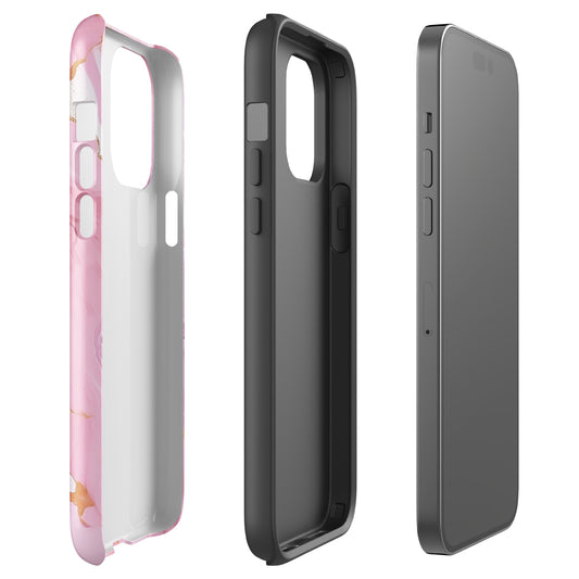 Petal Veins | Pink Marble Color Designs Tough iPhone Case