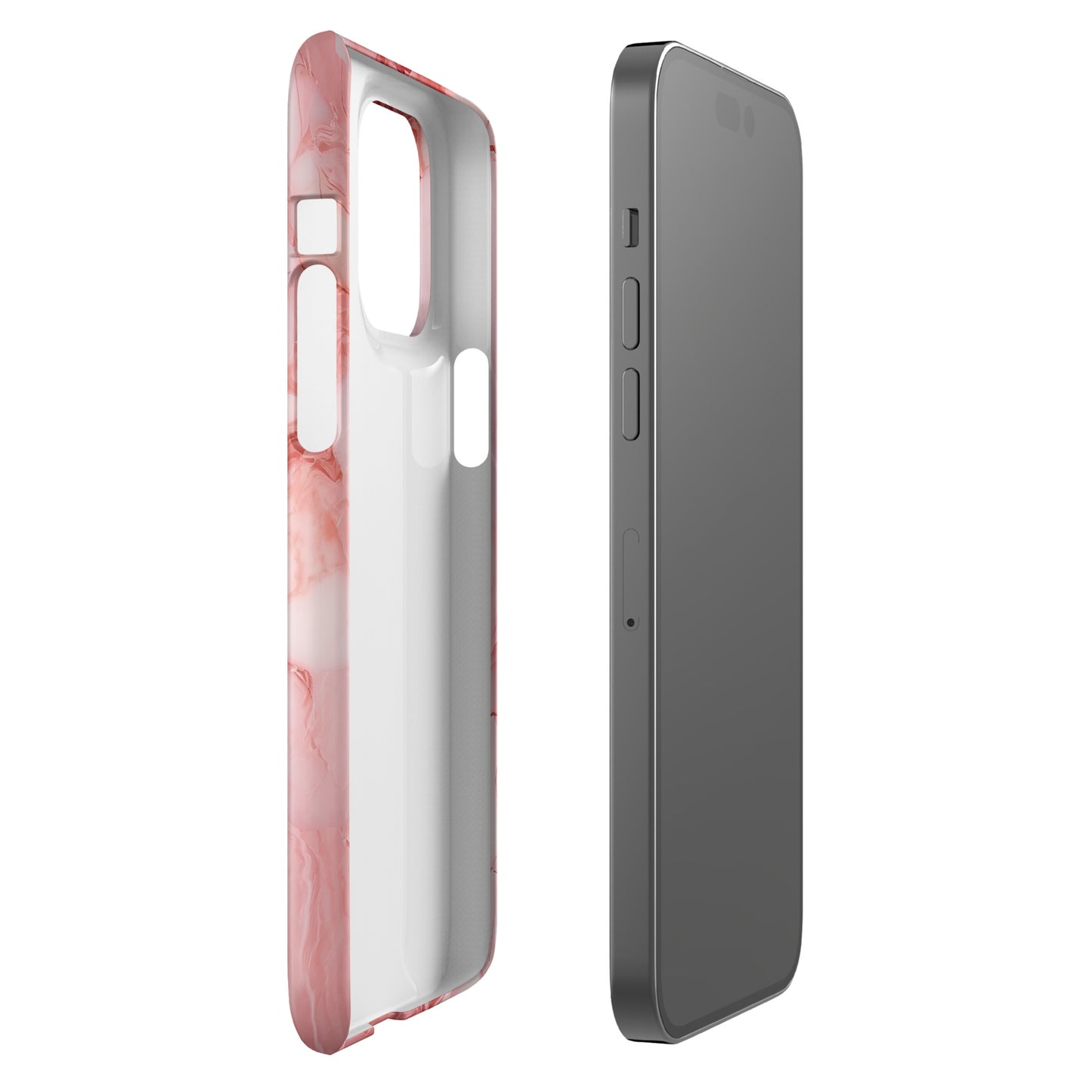 Coral Whispers | Pink & Coral Marble Design iPhone Case