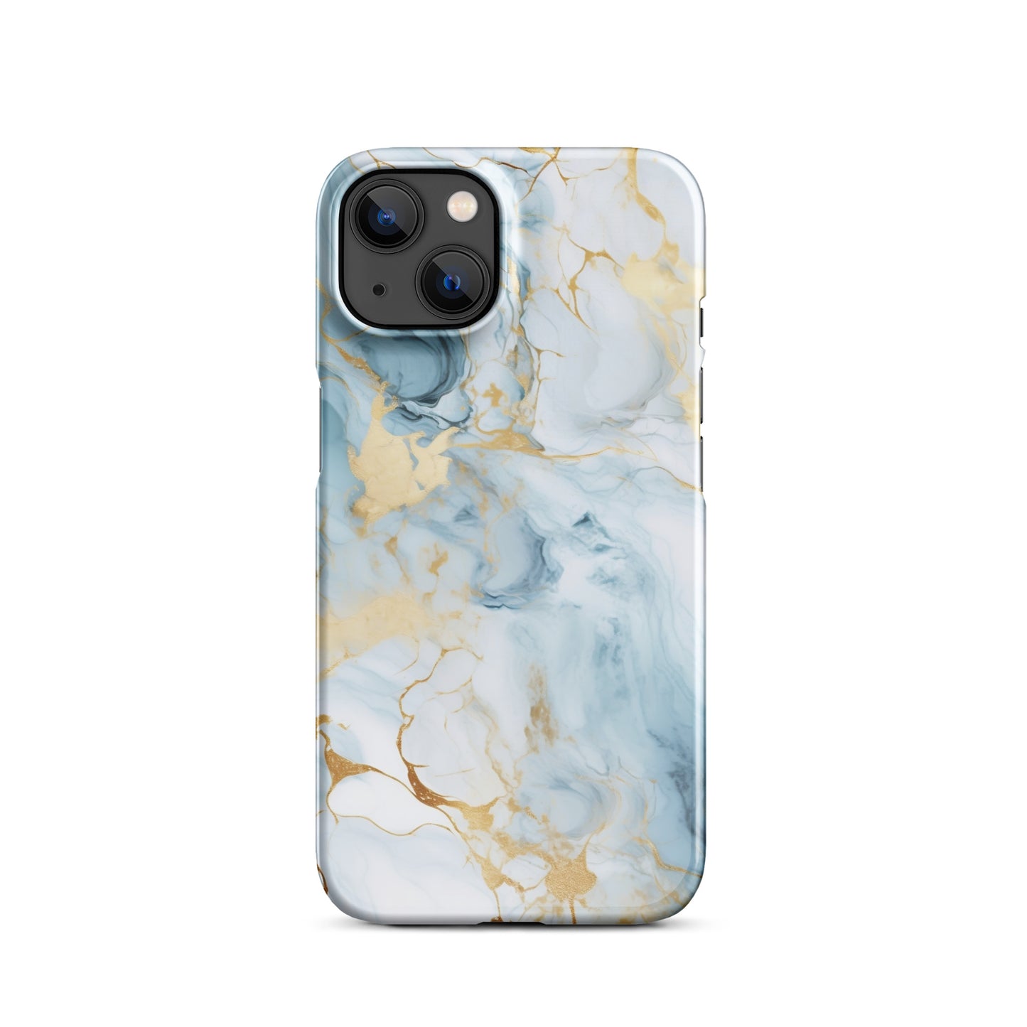 Angel Mist | White & Light Blue Gold Marble iPhone Case