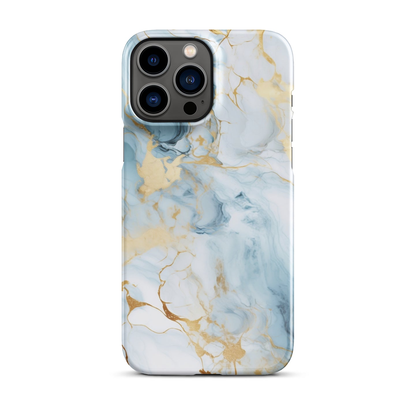 Angel Mist | White & Light Blue Gold Marble iPhone Case