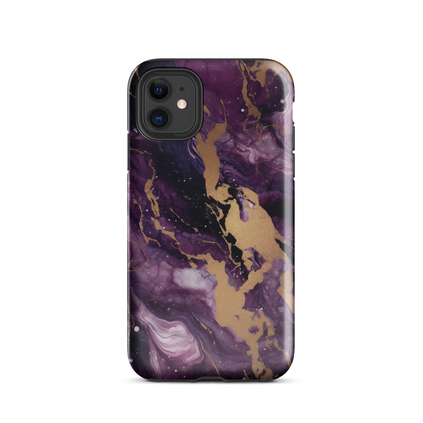 Eclipse | Black Purple & Gold Marble Tough iPhone Case