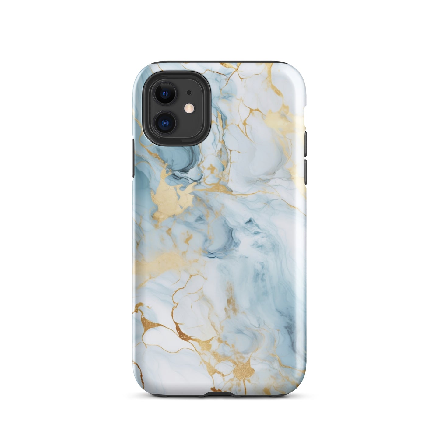 Angel Mist | White & Light Blue Gold Marble Tough iPhone Case