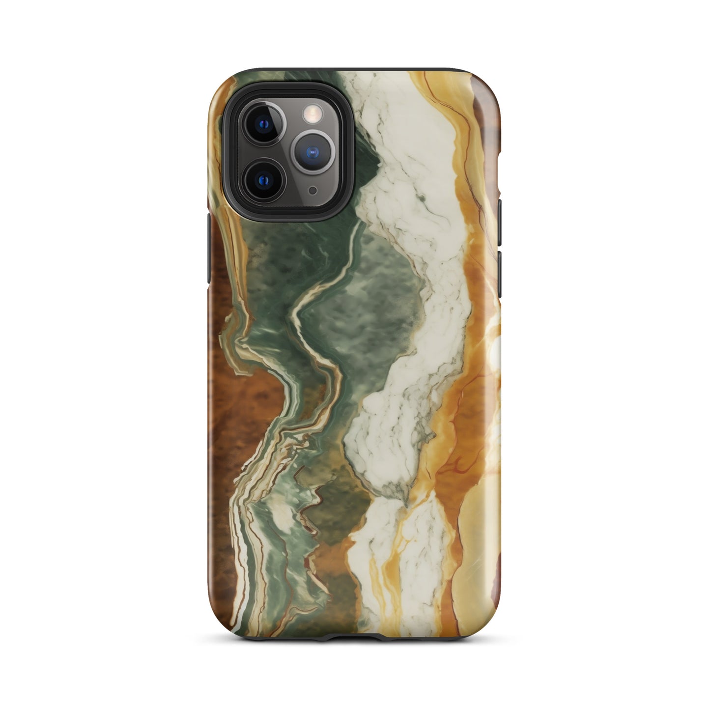 Geode Scale | Amber & Green Marble Tough iPhone Case