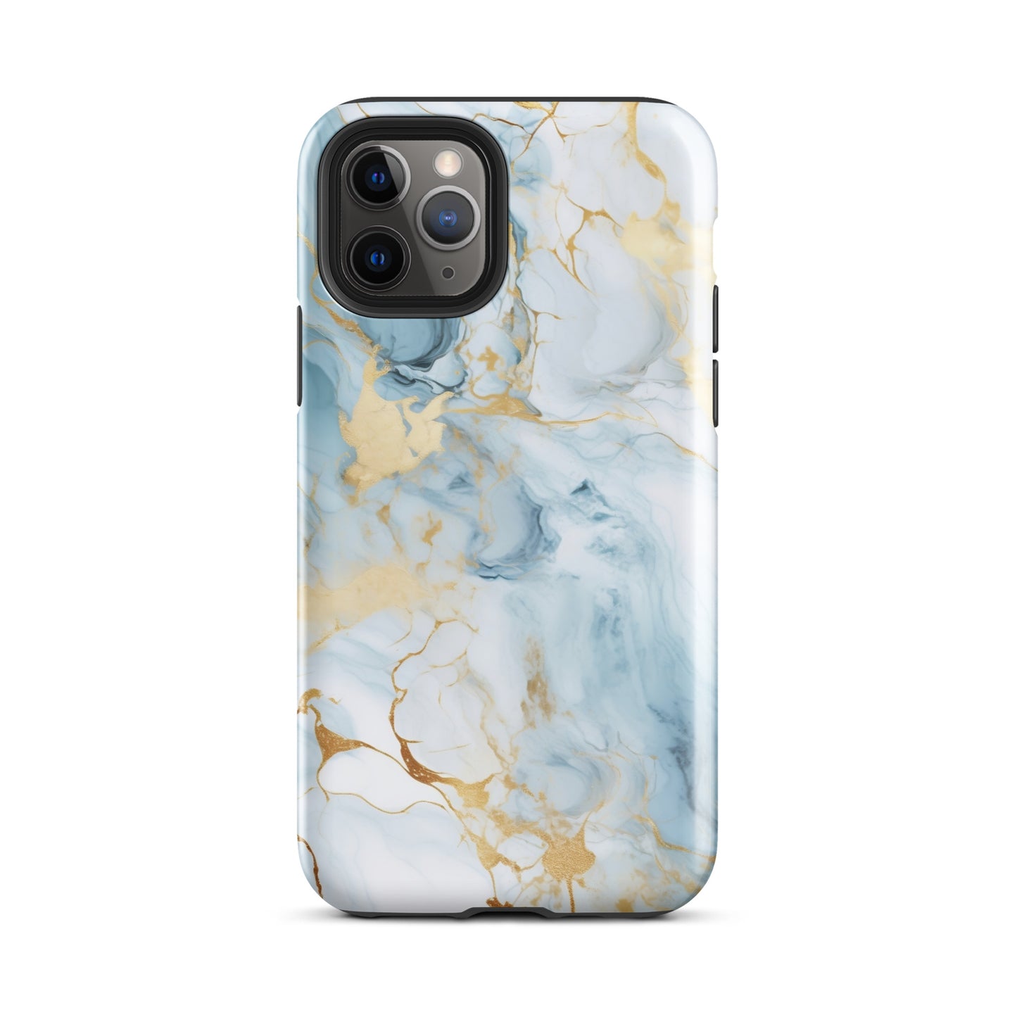 Angel Mist | White & Light Blue Gold Marble Tough iPhone Case