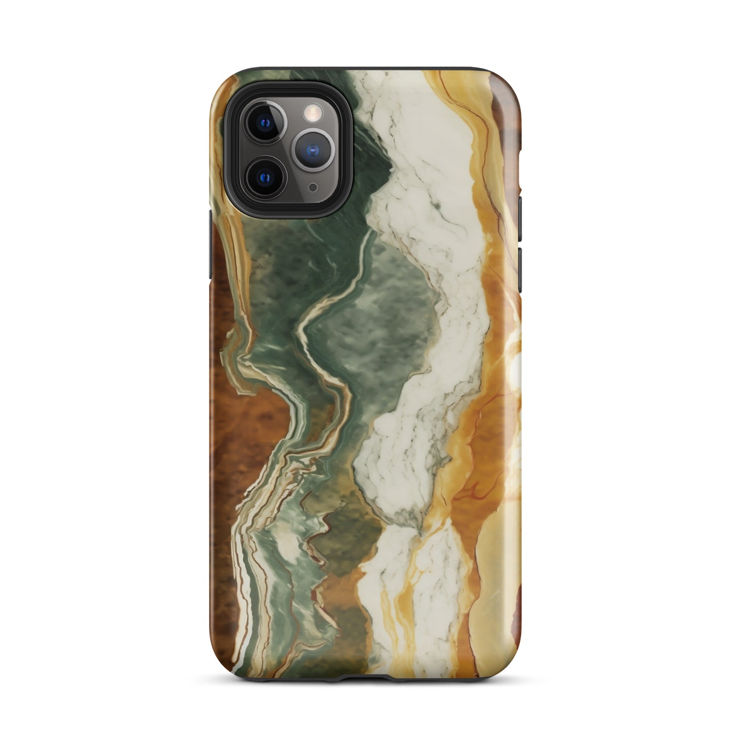 Geode Scale | Amber & Green Marble Tough iPhone Case