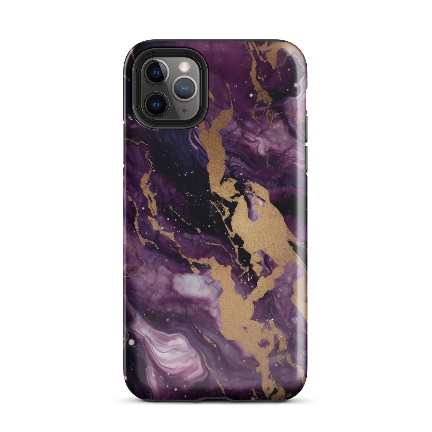 Eclipse | Black Purple & Gold Marble Tough iPhone Case