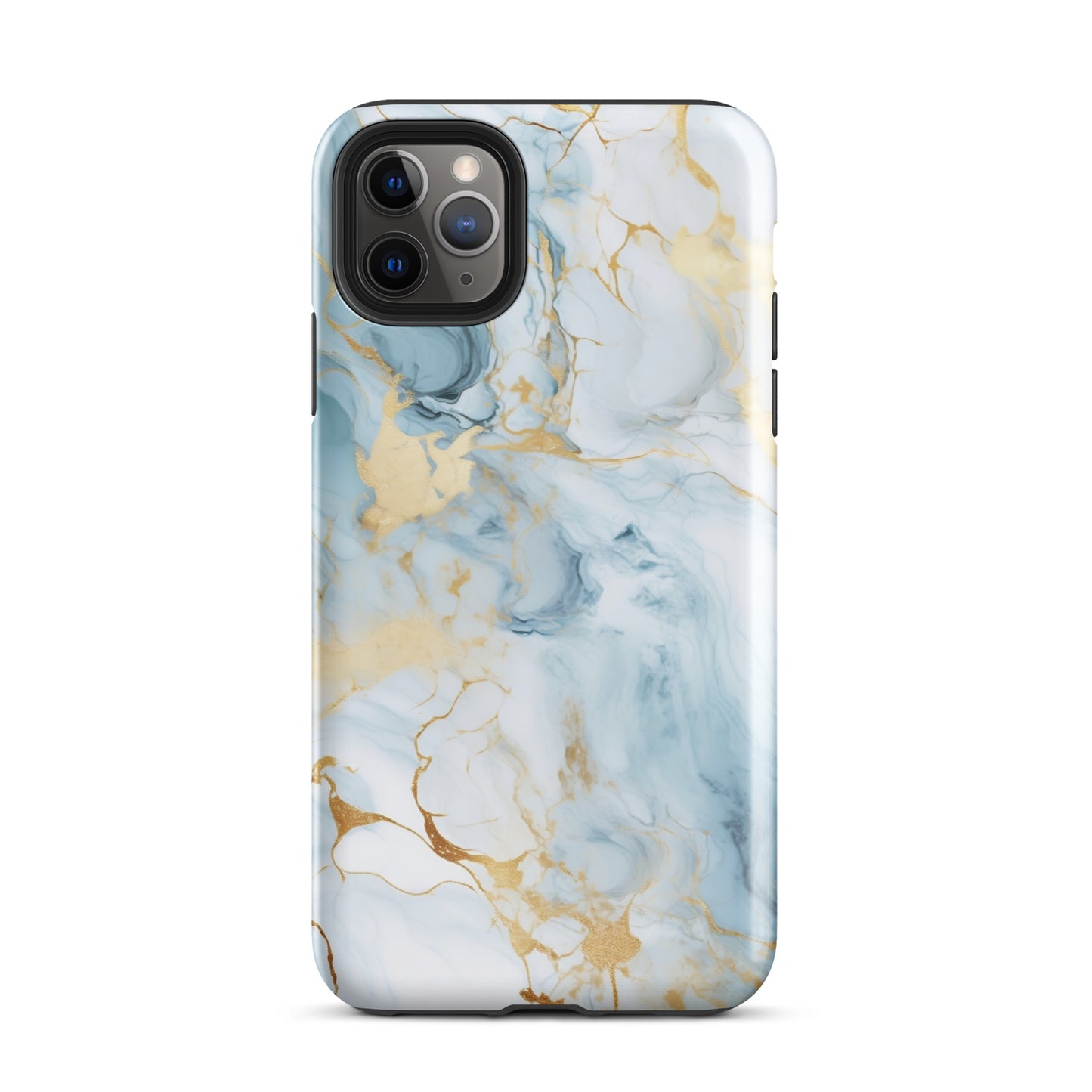 Angel Mist | White & Light Blue Gold Marble Tough iPhone Case