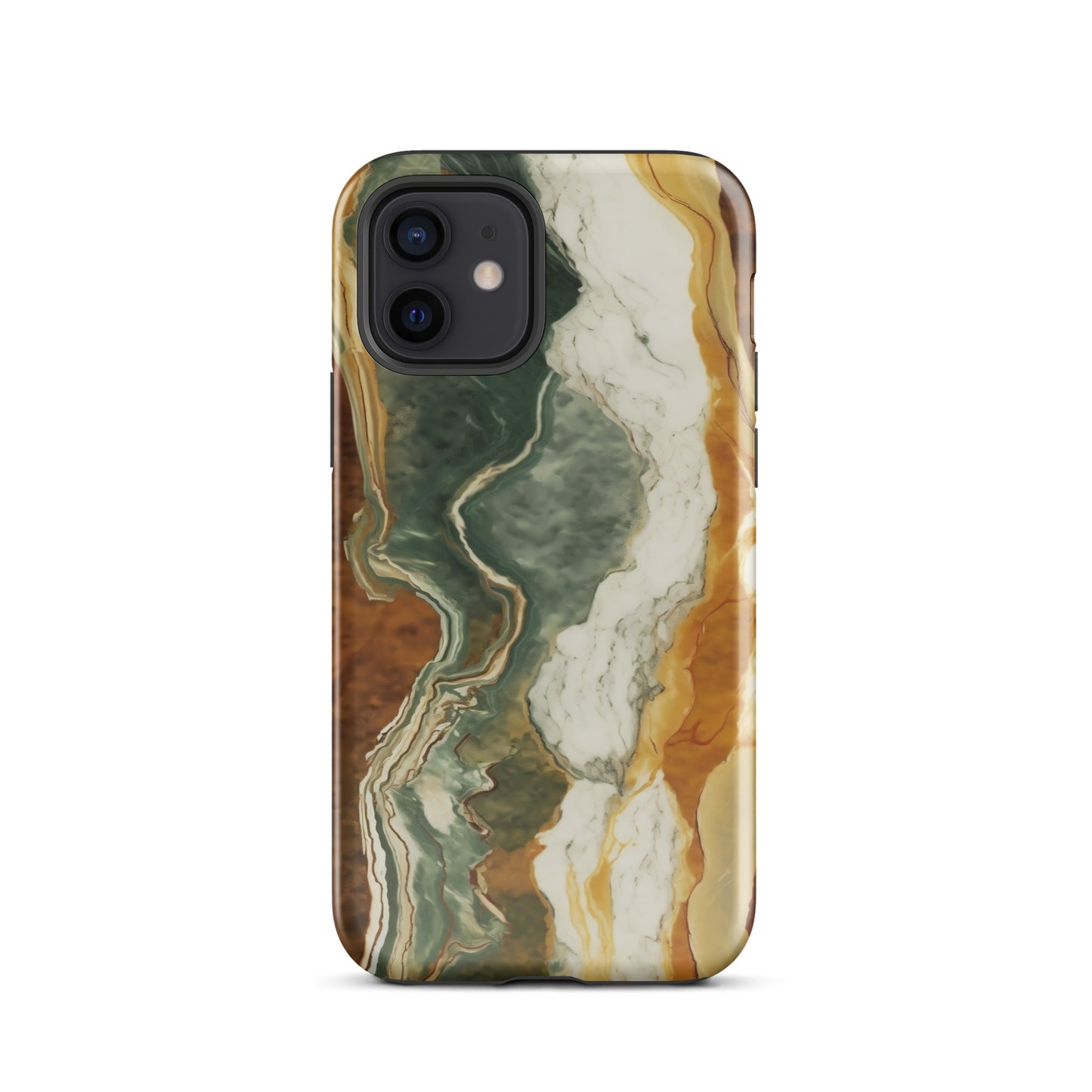 Geode Scale | Amber & Green Marble Tough iPhone Case