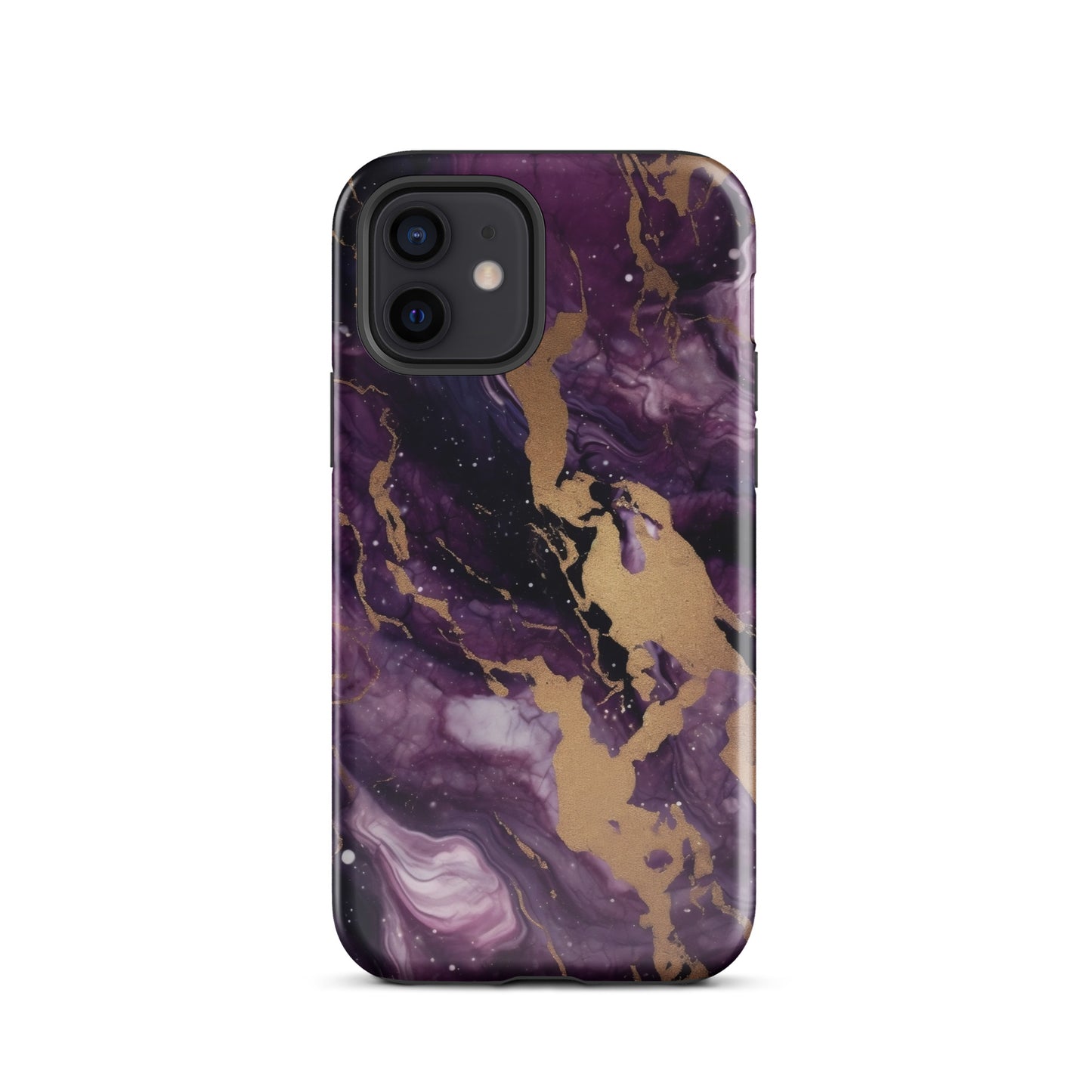 Eclipse | Black Purple & Gold Marble Tough iPhone Case