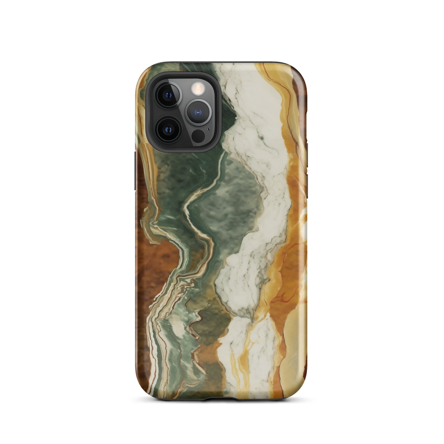 Geode Scale | Amber & Green Marble Tough iPhone Case