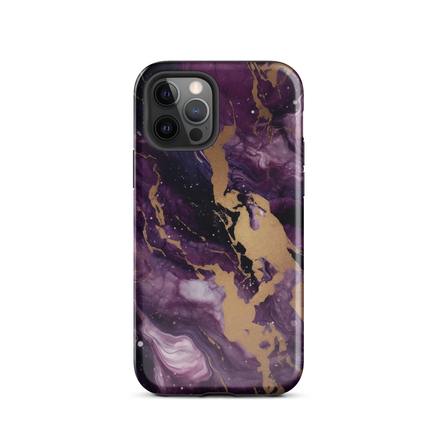 Eclipse | Black Purple & Gold Marble Tough iPhone Case