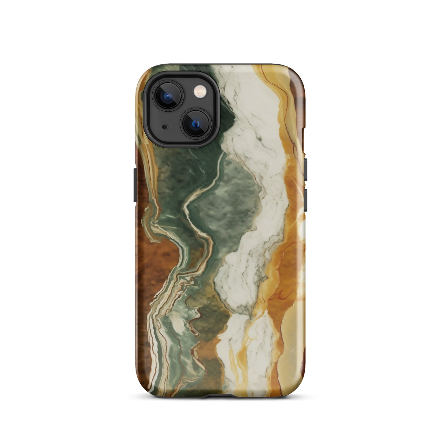 Geode Scale | Amber & Green Marble Tough iPhone Case