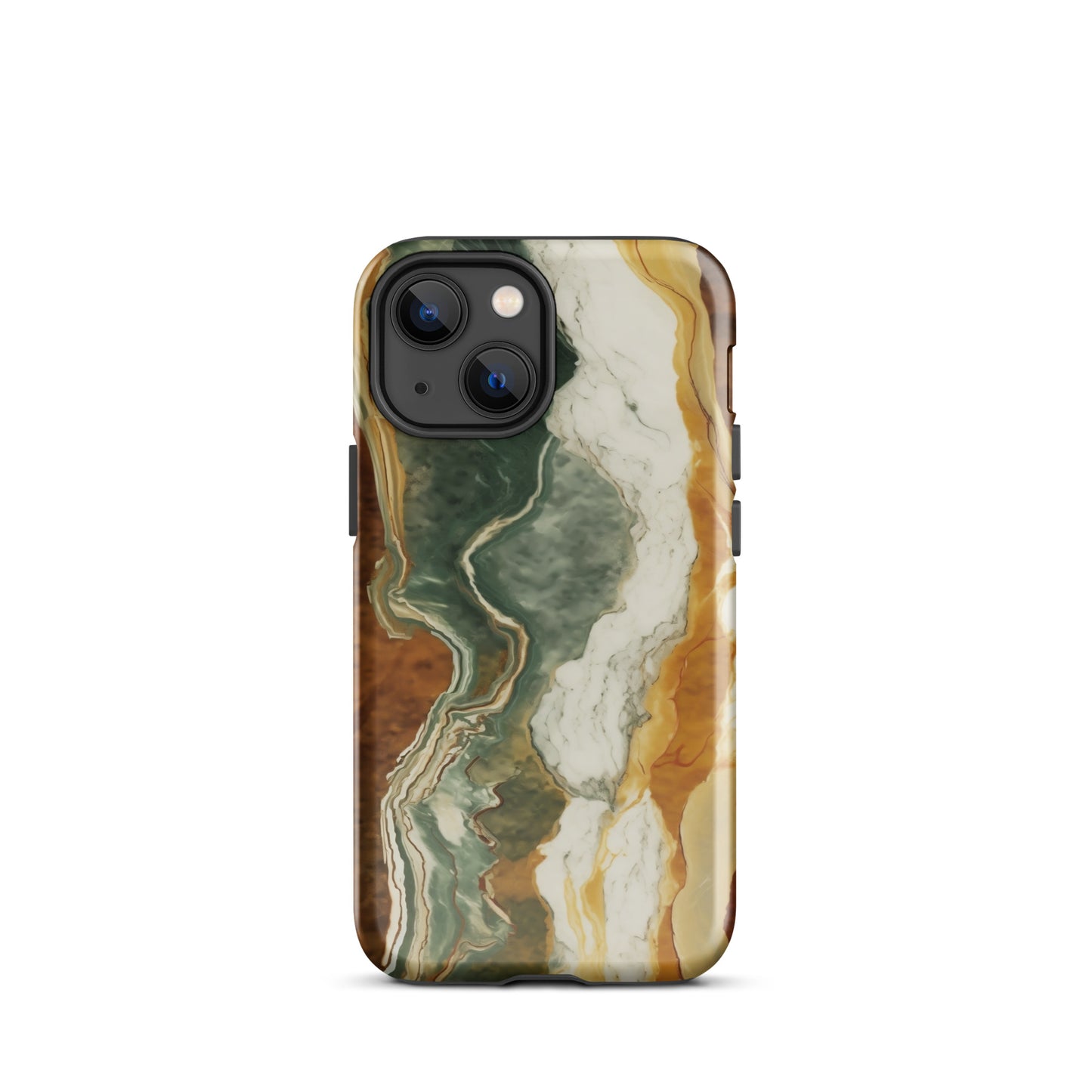 Geode Scale | Amber & Green Marble Tough iPhone Case