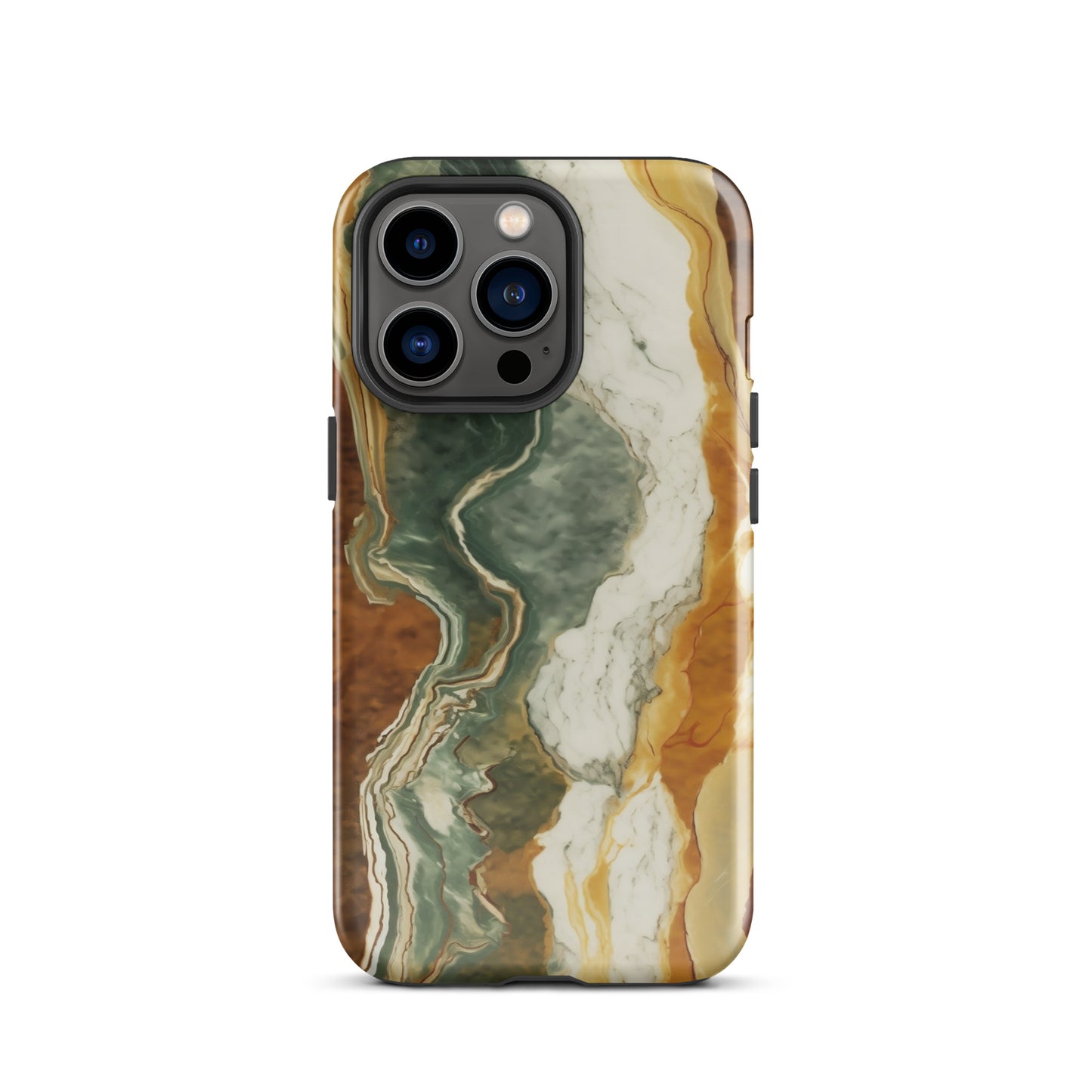 Geode Scale | Amber & Green Marble Tough iPhone Case