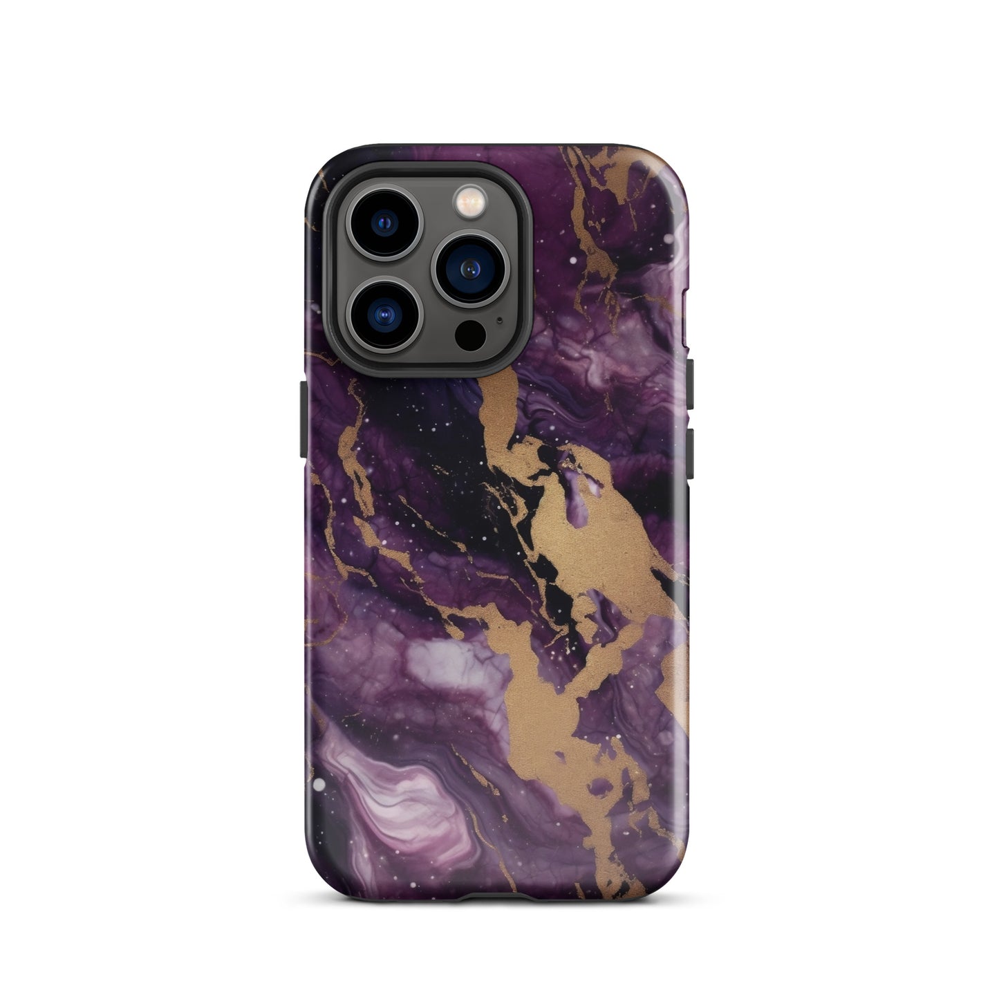 Eclipse | Black Purple & Gold Marble Tough iPhone Case