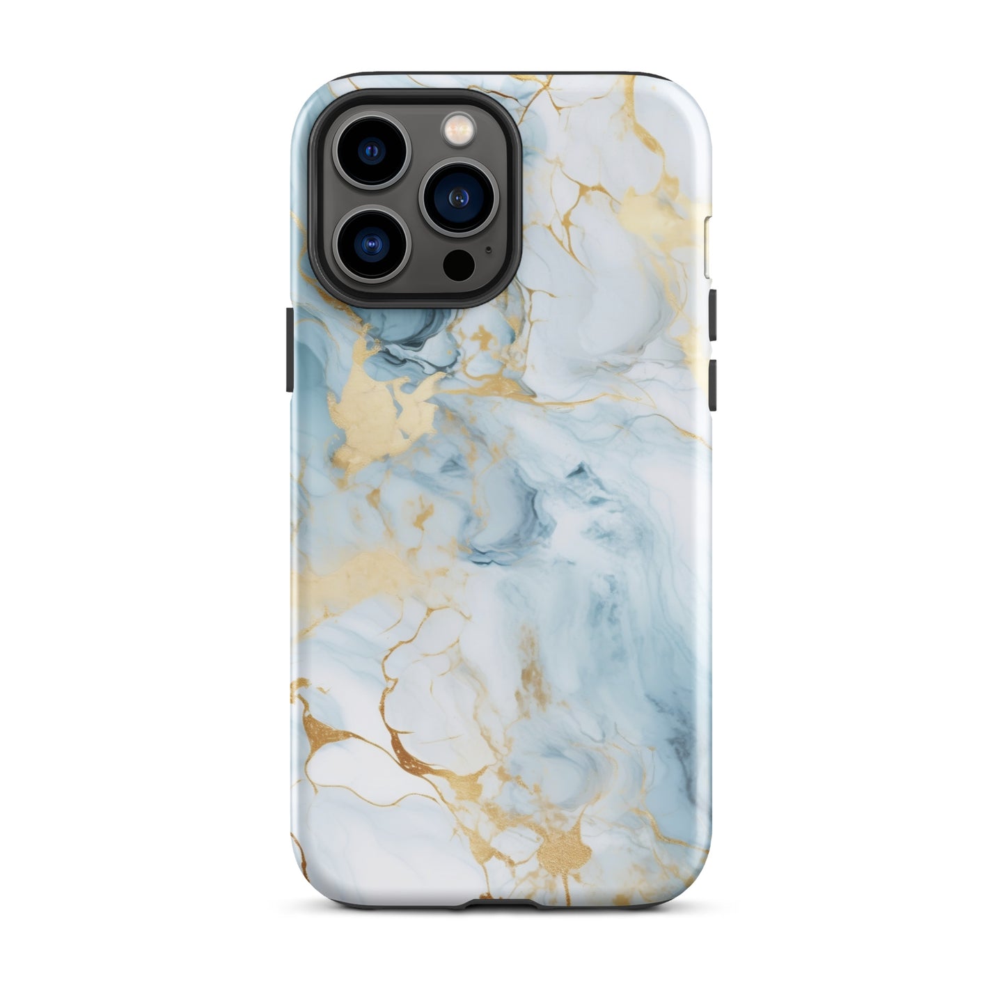 Angel Mist | White & Light Blue Gold Marble Tough iPhone Case