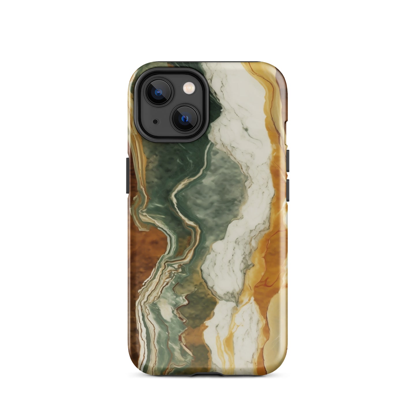 Geode Scale | Amber & Green Marble Tough iPhone Case