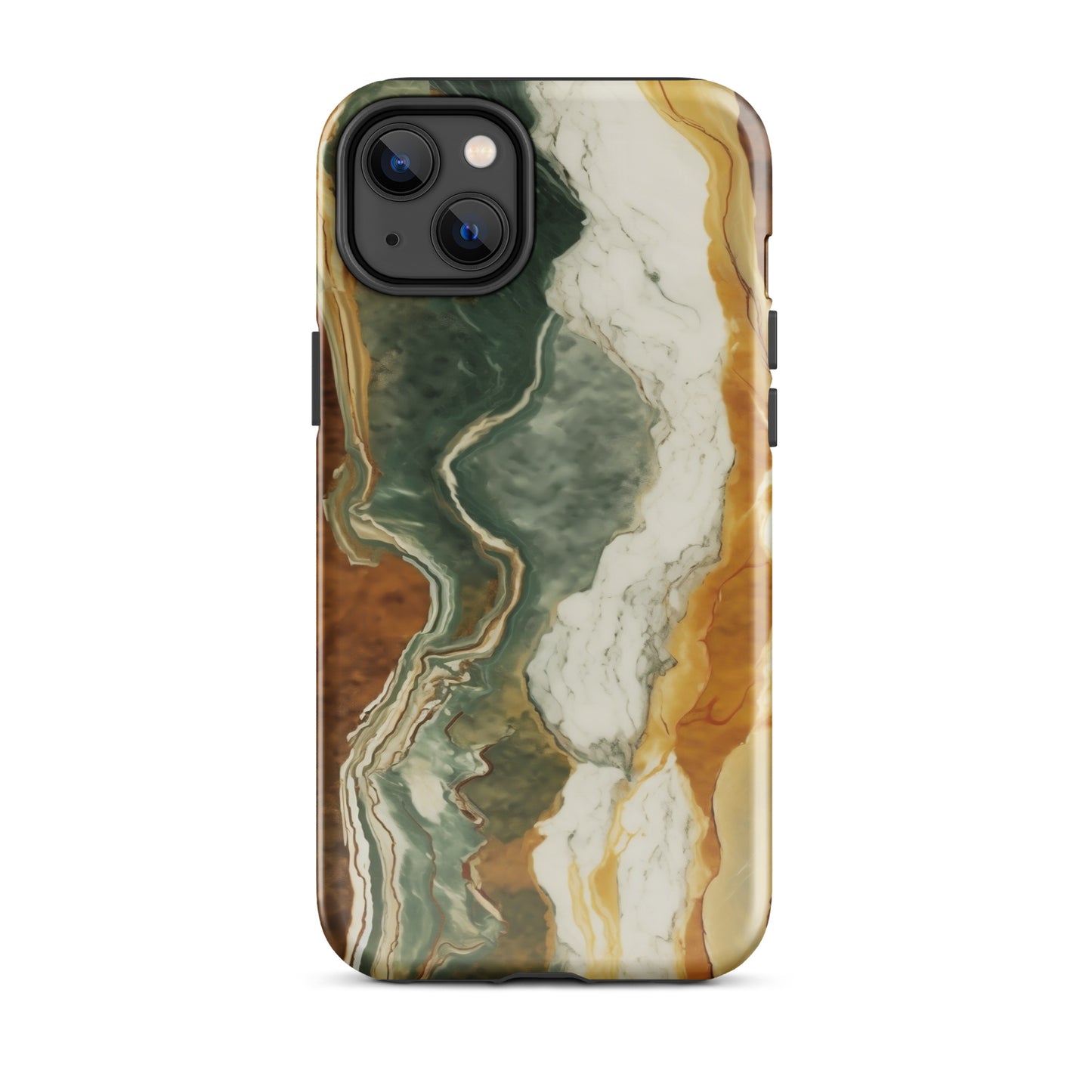 Geode Scale | Amber & Green Marble Tough iPhone Case