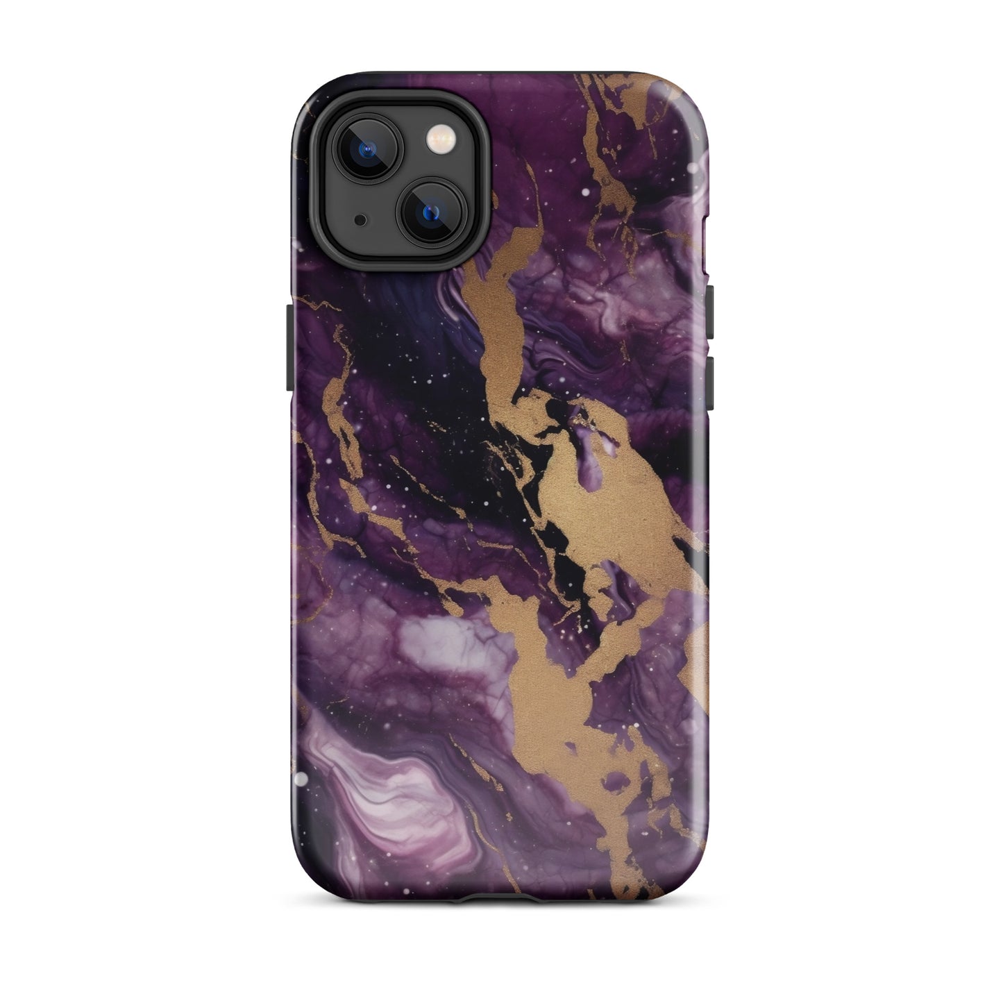 Eclipse | Black Purple & Gold Marble Tough iPhone Case