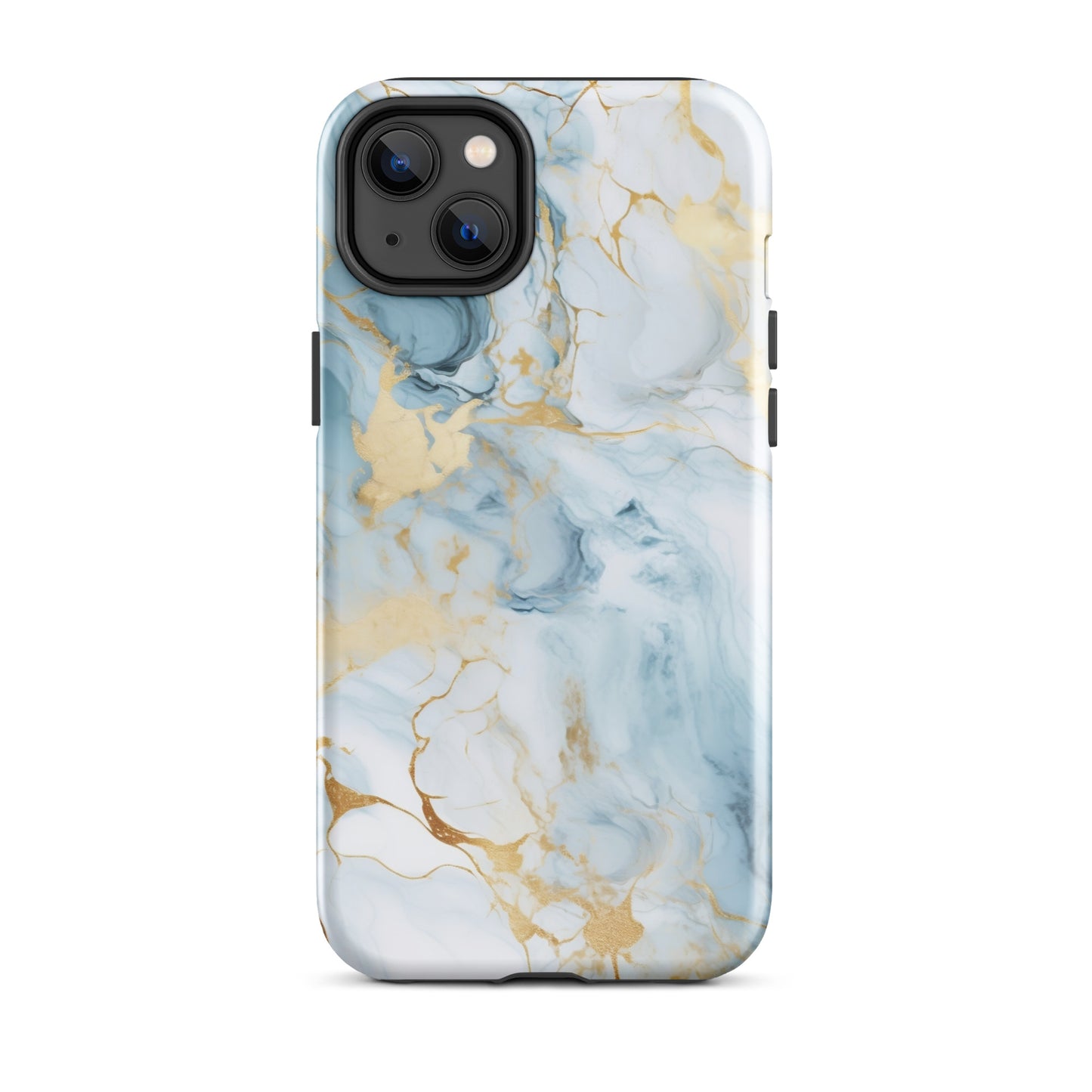 Angel Mist | White & Light Blue Gold Marble Tough iPhone Case