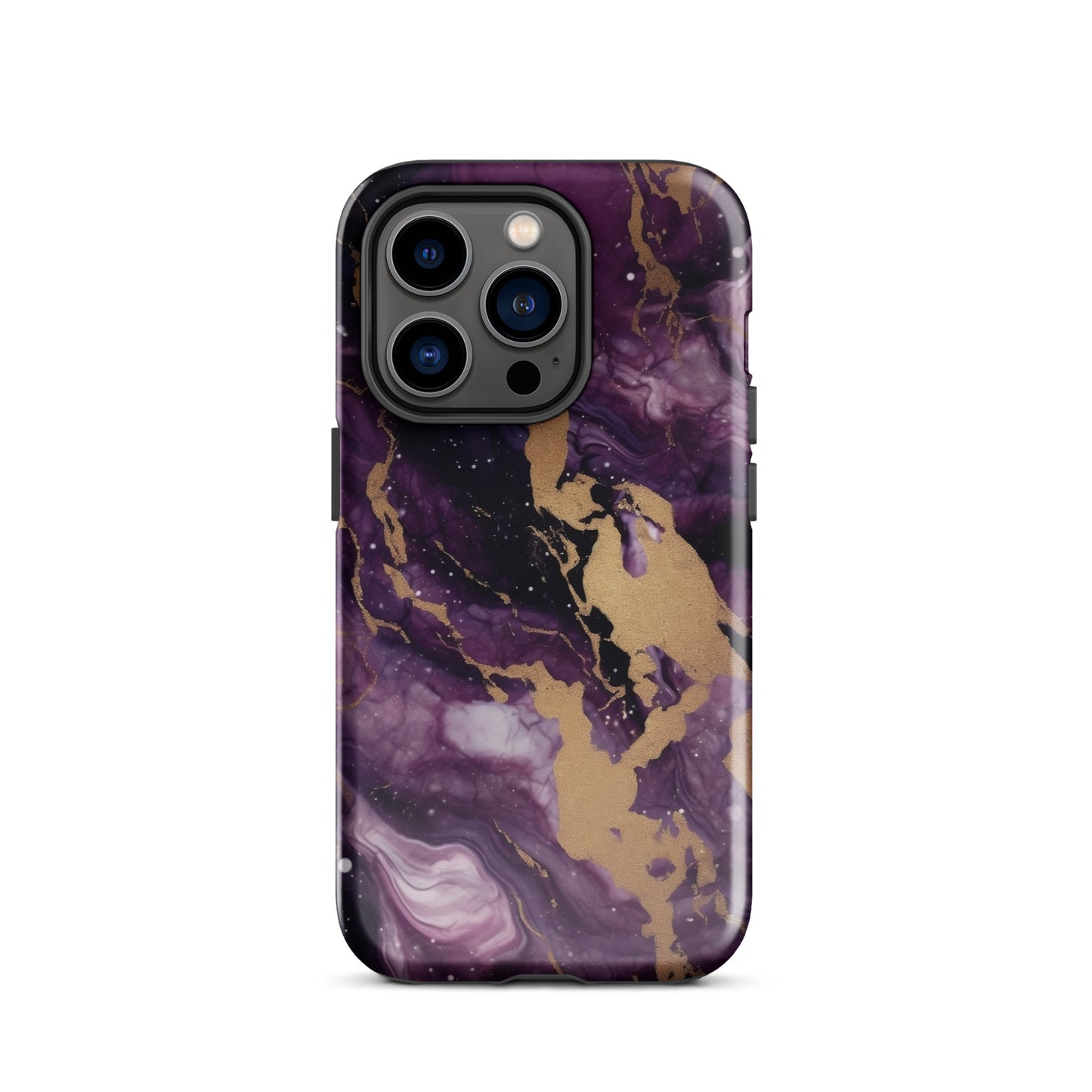 Eclipse | Black Purple & Gold Marble Tough iPhone Case
