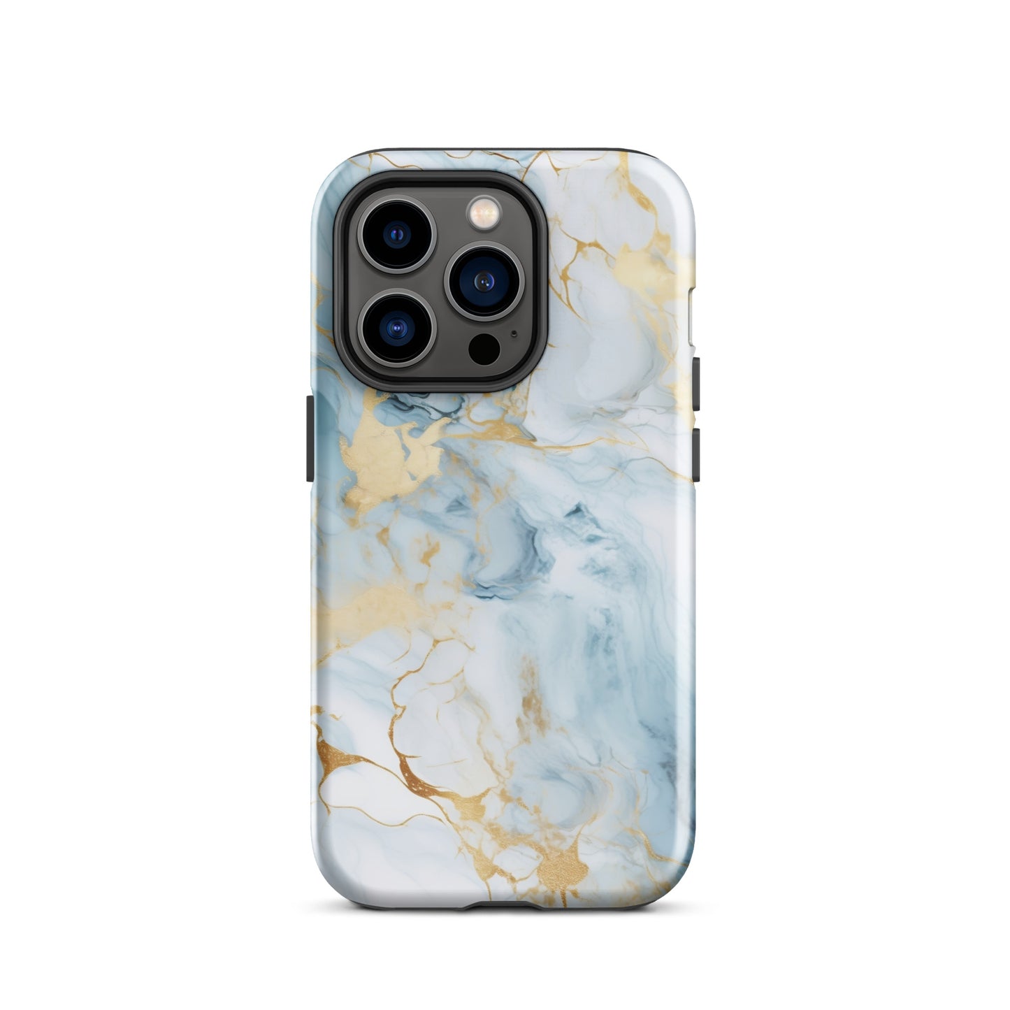 Angel Mist | White & Light Blue Gold Marble Tough iPhone Case