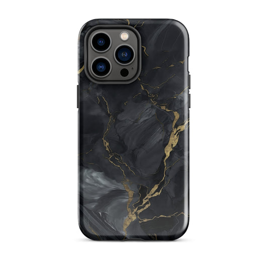 Obsidian Aurum | Black & Gold Marble Design Tough iPhone Case