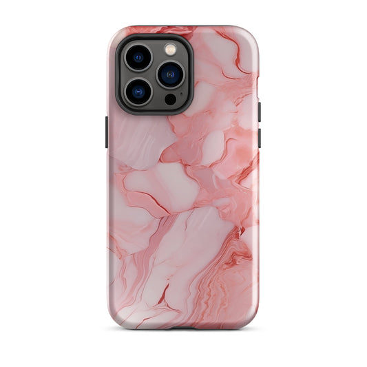 Coral Whispers | Pink & Coral Marble Design Tough iPhone Case
