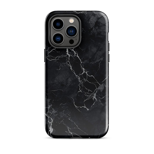 Onyx Opulence | Black Marble Design Tough iPhone Case