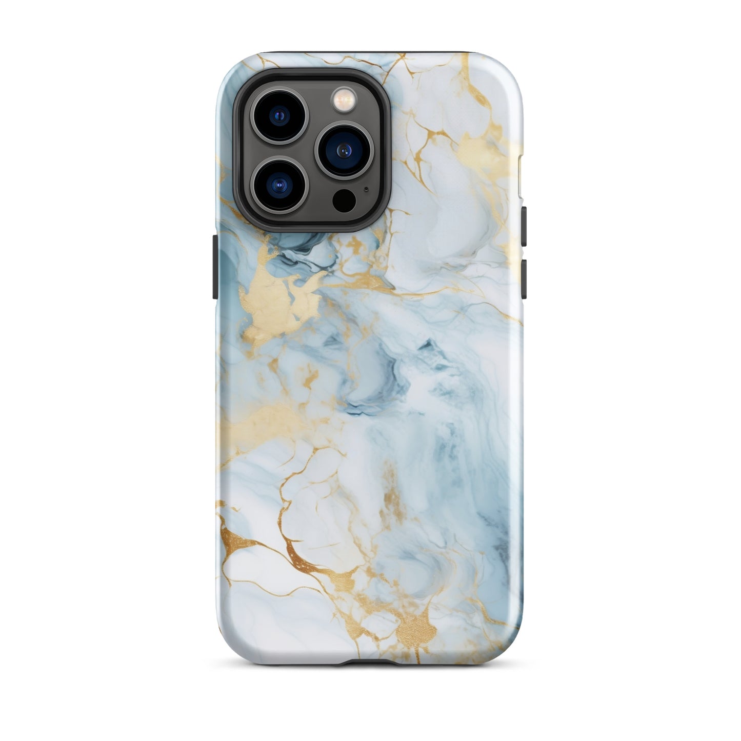 Angel Mist | White & Light Blue Gold Marble Tough iPhone Case