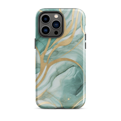 Mint Latte | Green & Gold Tough iPhone Case