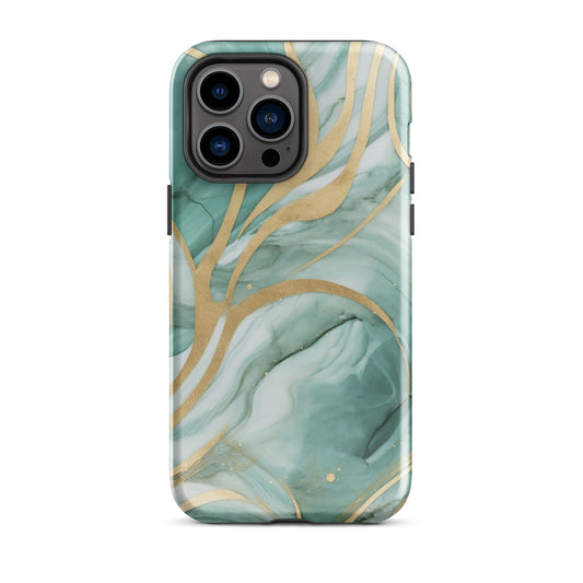 Mint Latte | Green & Gold Tough iPhone Case