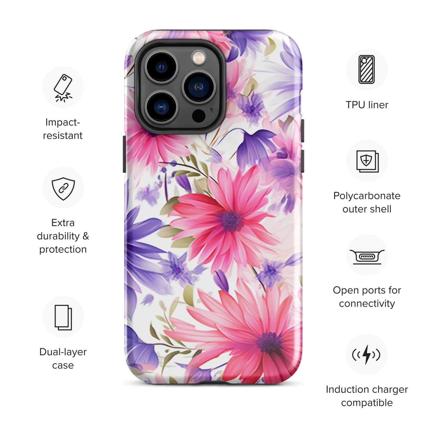 Blossom Ballet | Pink & Purple Flower Tough iPhone Case