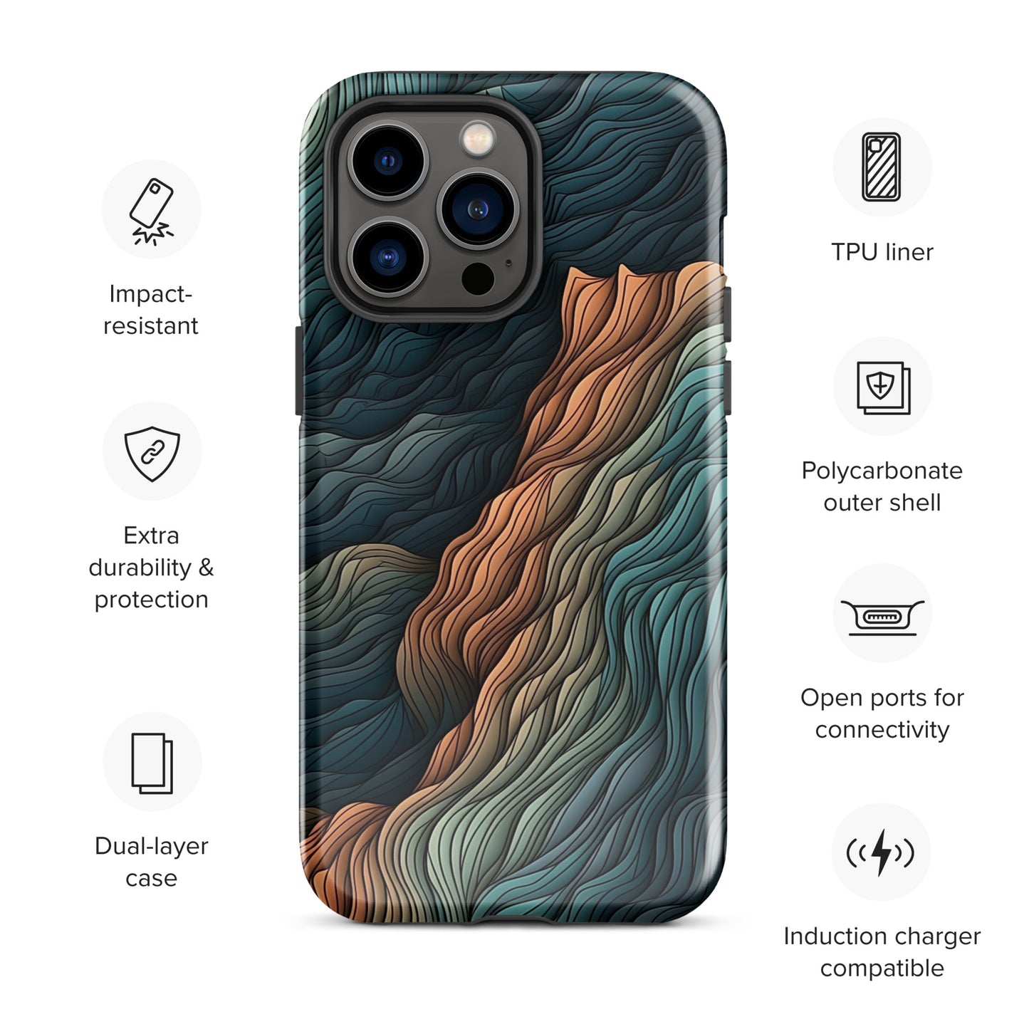 Opulent Ridges | Mountainous Ridges Multi Color Design Tough iPhone Case