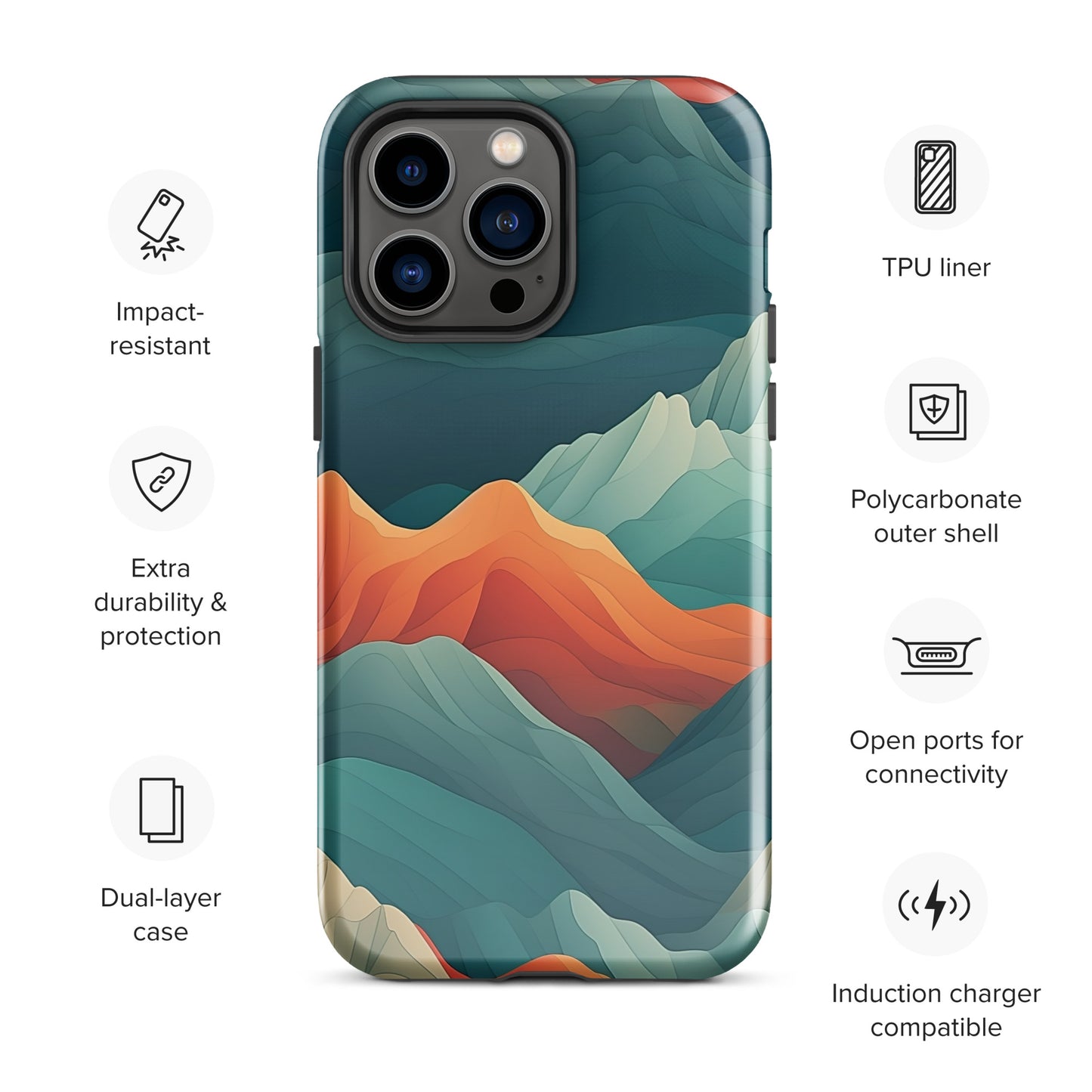 Iridescent Mountains | Multi Color Mountains Design Tough iPhone Case