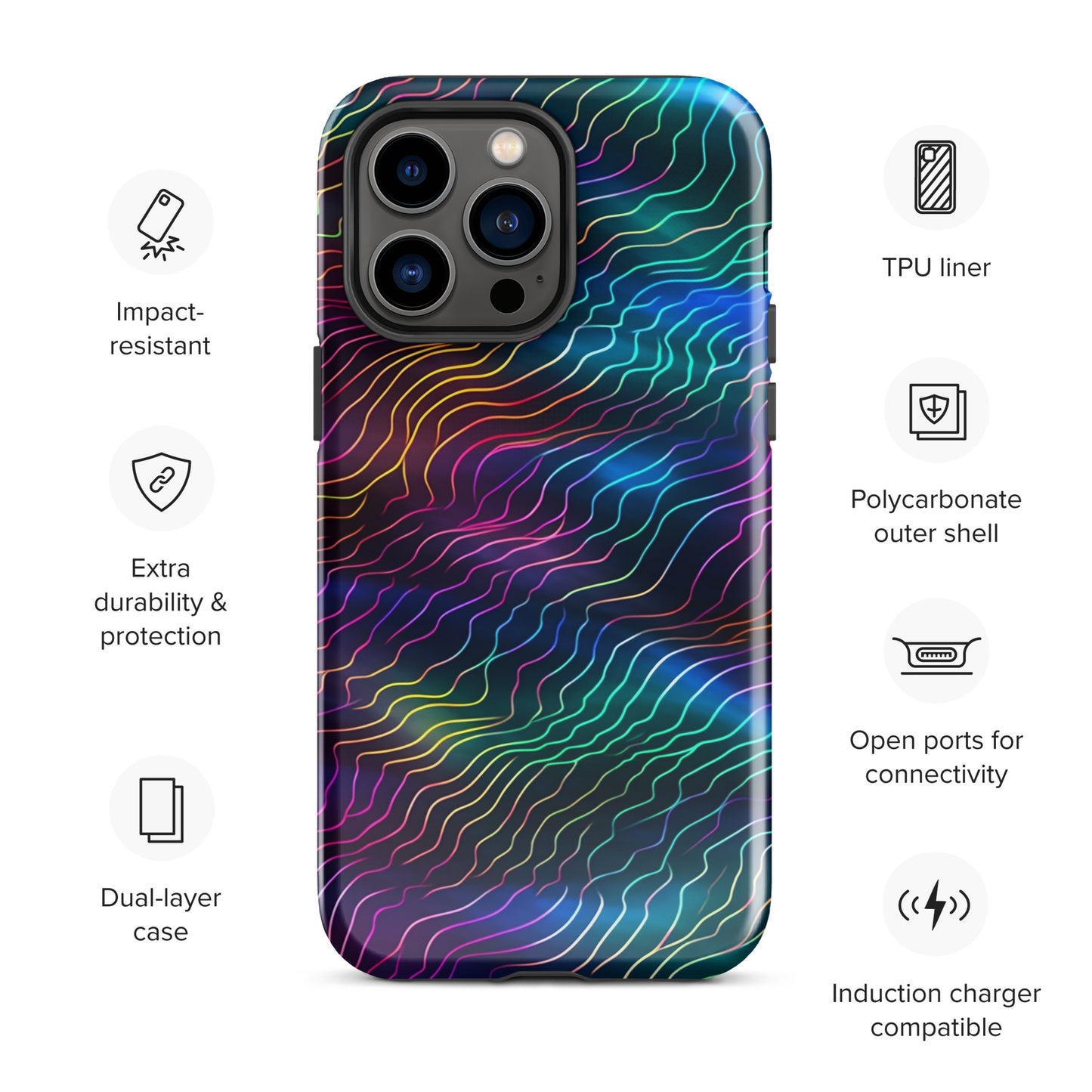 Sonic Resonance | Multi Color Dimension Sound Waves Tough iPhone Case