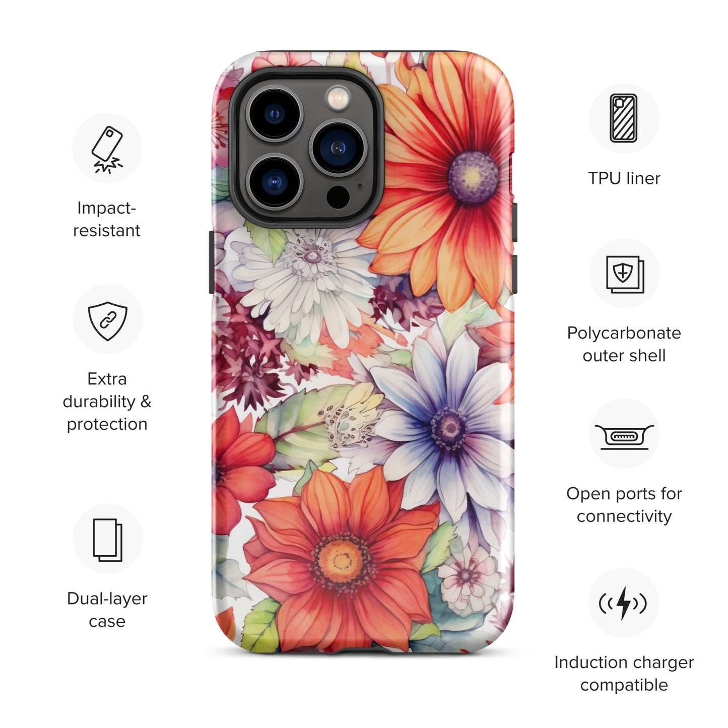 Vellichor Blossoms | Beautiful Multi Color Flowers Tough iPhone Case