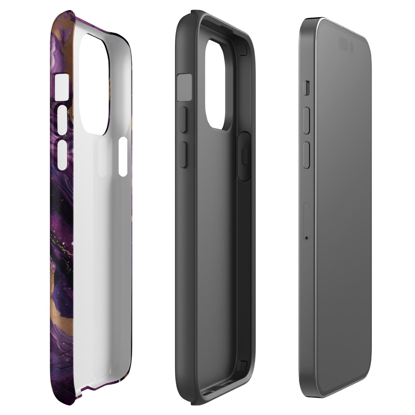 Eclipse | Black Purple & Gold Marble Tough iPhone Case