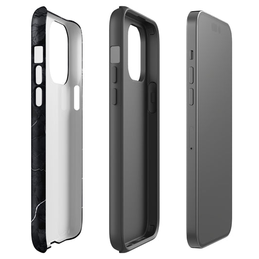 Onyx Opulence | Black Marble Design Tough iPhone Case