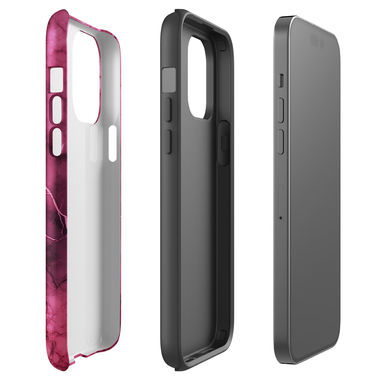 Noir Pink | Dark Pink Marble Design Tough iPhone Case